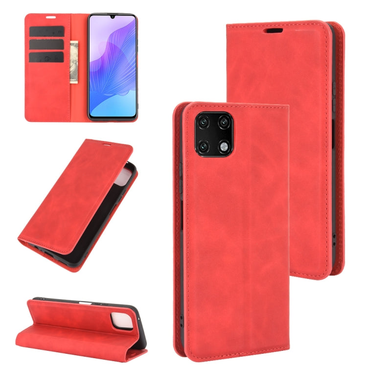For Huawei Enjoy 20 Retro-skin Business Magnetic Suction Leather Case with Holder & Card Slots & Wallet