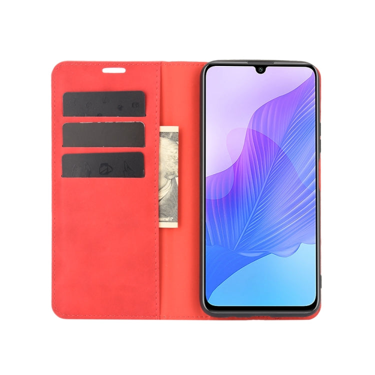 For Huawei Enjoy 20 Retro-skin Business Magnetic Suction Leather Case with Holder & Card Slots & Wallet