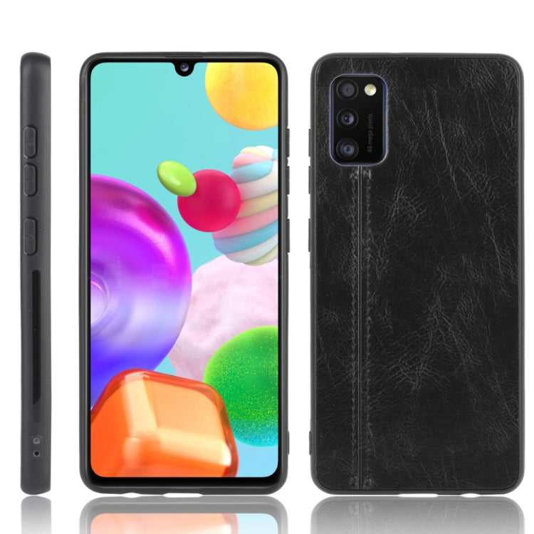 For Samsung Galaxy A41 Shockproof Sewing Cow Pattern Skin PC + PU + TPU Case