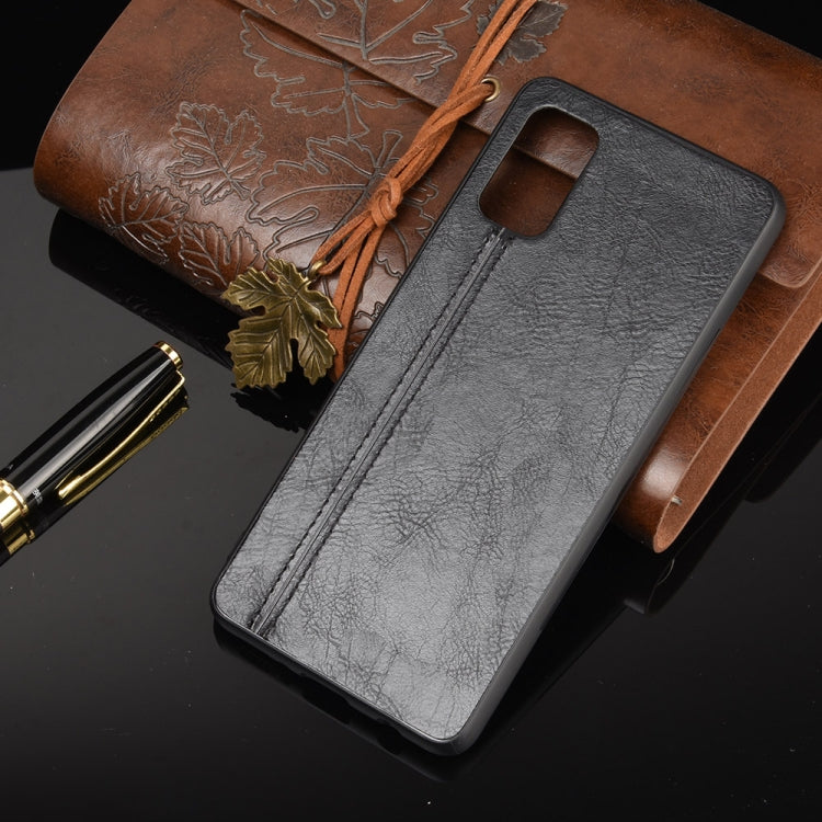 For Samsung Galaxy A41 Shockproof Sewing Cow Pattern Skin PC + PU + TPU Case