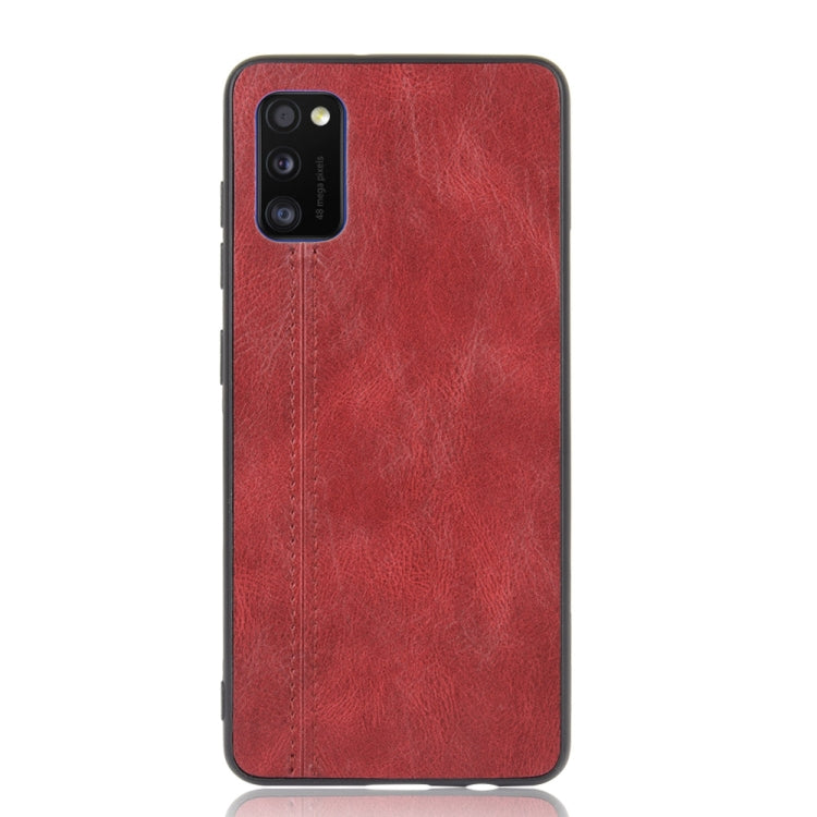 For Samsung Galaxy A41 Shockproof Sewing Cow Pattern Skin PC + PU + TPU Case
