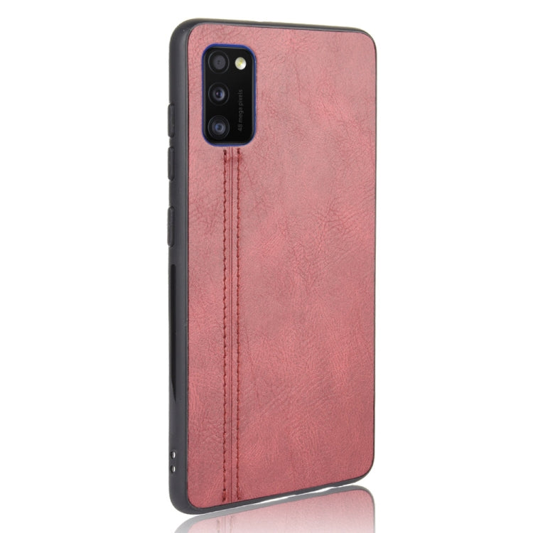 For Samsung Galaxy A41 Shockproof Sewing Cow Pattern Skin PC + PU + TPU Case
