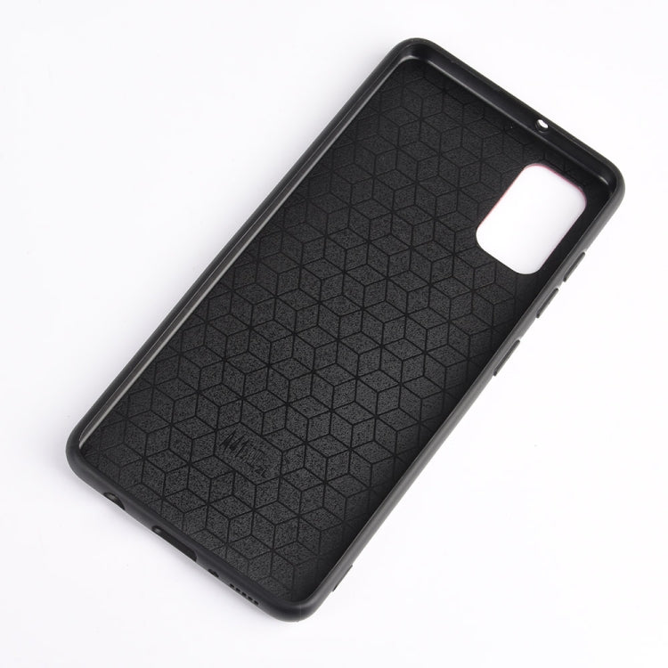 For Samsung Galaxy A41 Shockproof Sewing Cow Pattern Skin PC + PU + TPU Case