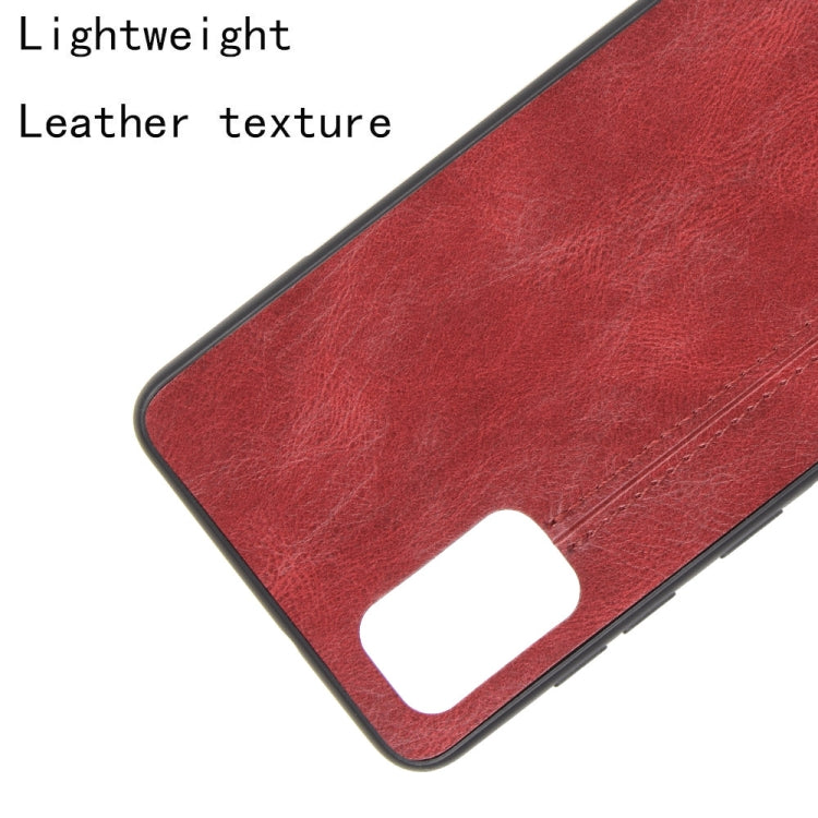For Samsung Galaxy A41 Shockproof Sewing Cow Pattern Skin PC + PU + TPU Case