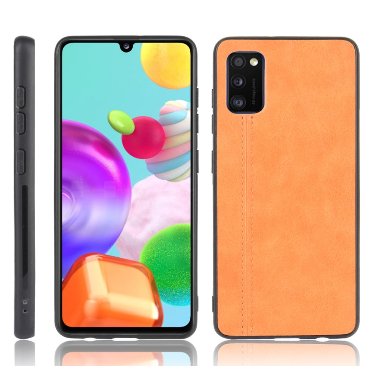 For Samsung Galaxy A41 Shockproof Sewing Cow Pattern Skin PC + PU + TPU Case