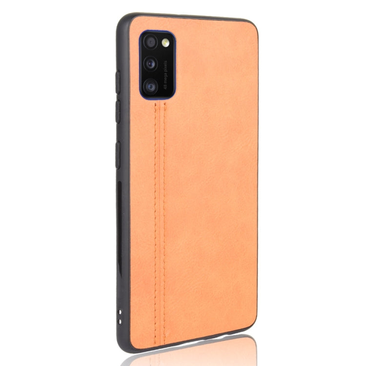 For Samsung Galaxy A41 Shockproof Sewing Cow Pattern Skin PC + PU + TPU Case