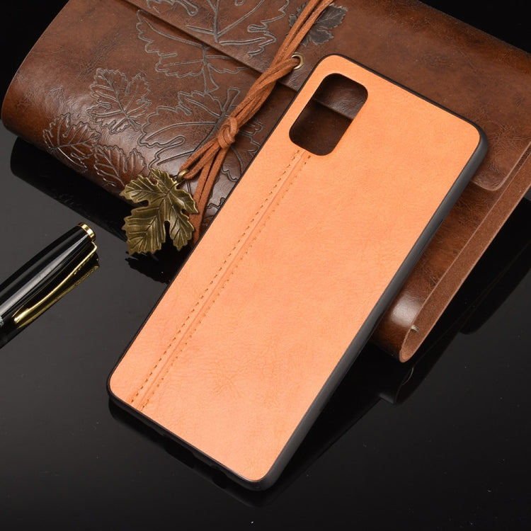 For Samsung Galaxy A41 Shockproof Sewing Cow Pattern Skin PC + PU + TPU Case