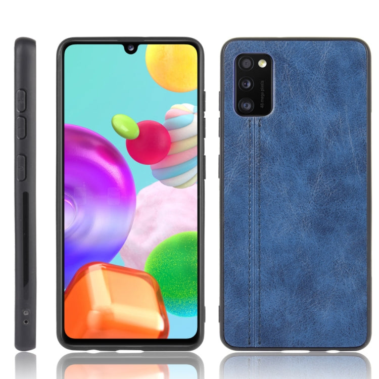 For Samsung Galaxy A41 Shockproof Sewing Cow Pattern Skin PC + PU + TPU Case