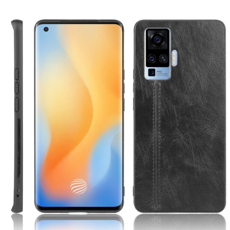 For Vivo X50 Pro Shockproof Sewing Cow Pattern Skin PC + PU + TPU Case