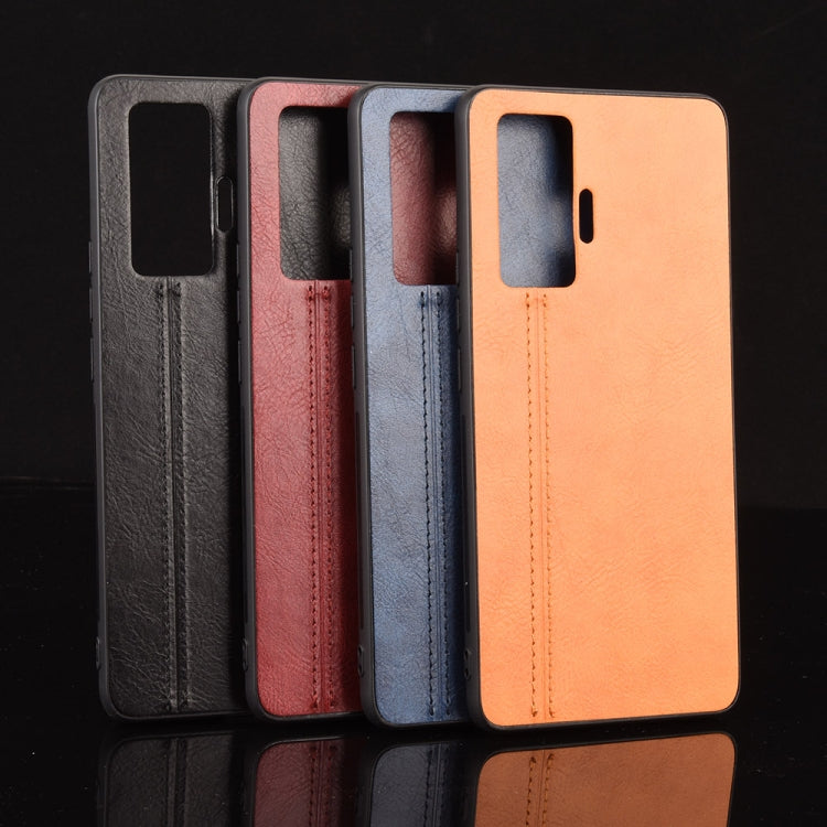 For Vivo X50 Pro Shockproof Sewing Cow Pattern Skin PC + PU + TPU Case
