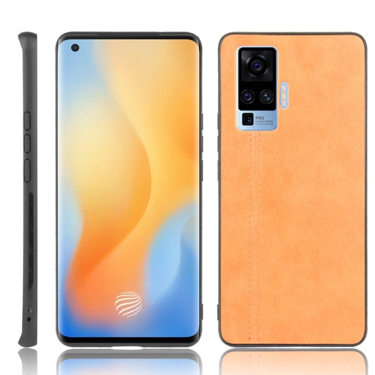 For Vivo X50 Pro Shockproof Sewing Cow Pattern Skin PC + PU + TPU Case