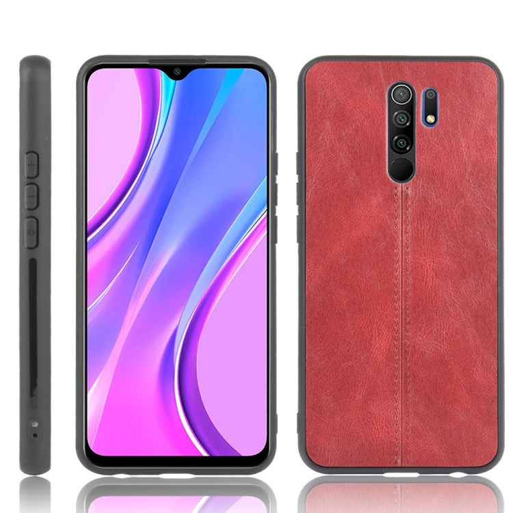 For Xiaomi Redmi 9 Shockproof Sewing Cow Pattern Skin PC + PU + TPU Case