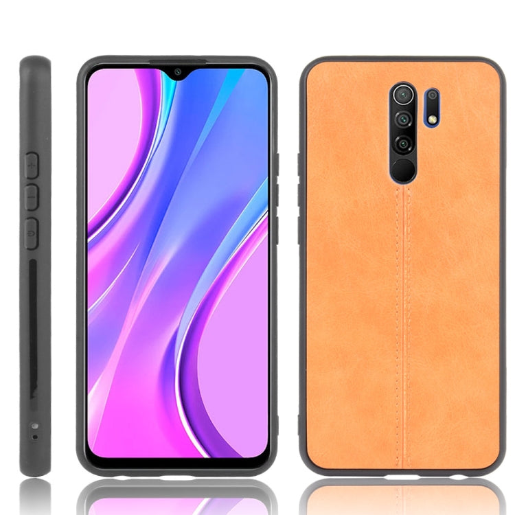For Xiaomi Redmi 9 Shockproof Sewing Cow Pattern Skin PC + PU + TPU Case