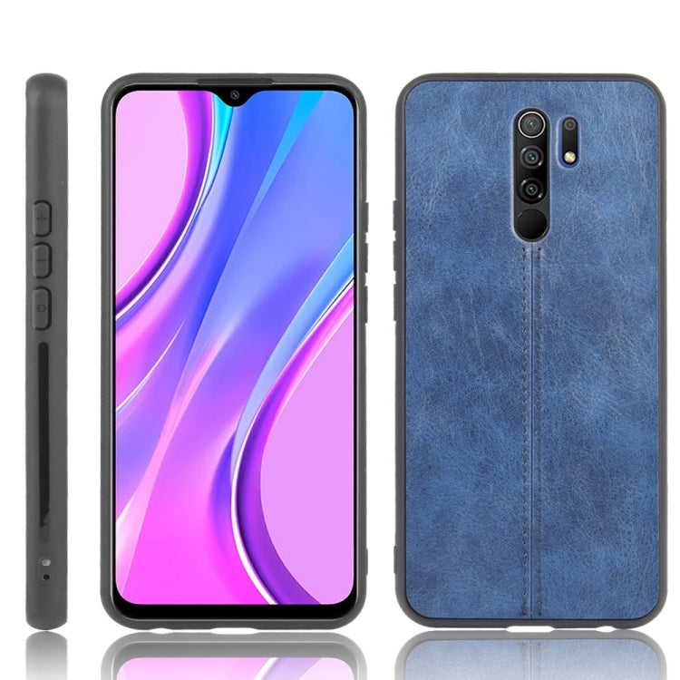 For Xiaomi Redmi 9 Shockproof Sewing Cow Pattern Skin PC + PU + TPU Case