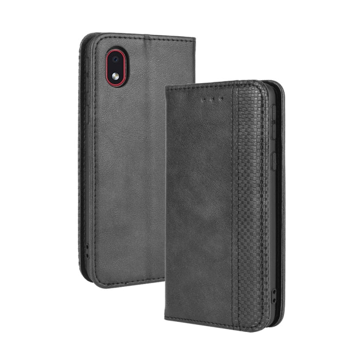 For Samsung Galaxy A01 Core / M01 Core Magnetic Buckle Retro Crazy Horse Texture Horizontal Flip Leather Case with Holder & Card Slots & Photo Frame