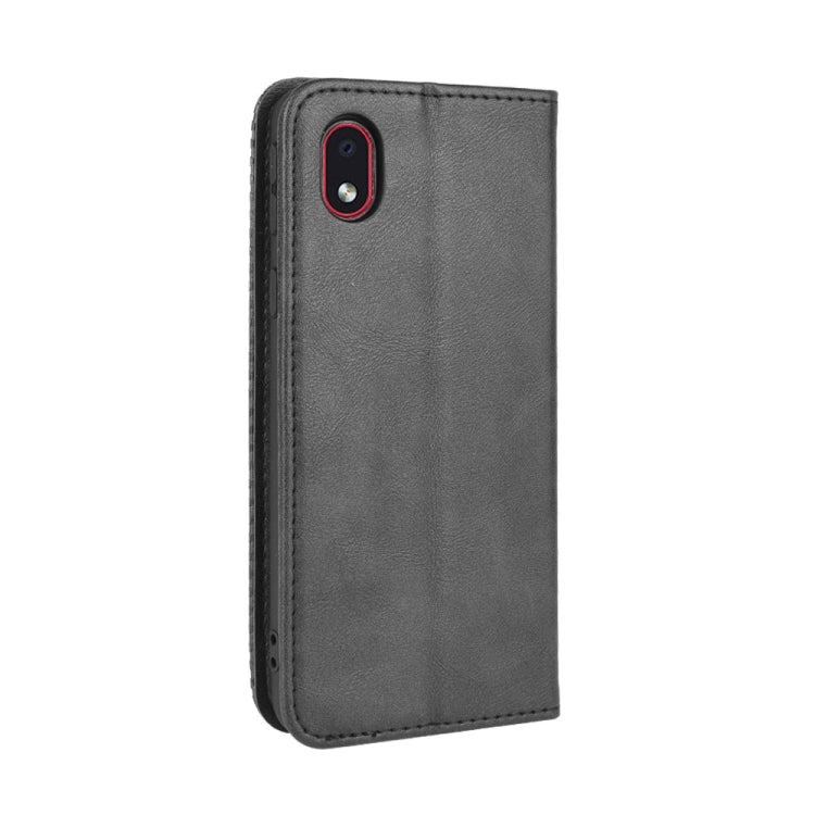 For Samsung Galaxy A01 Core / M01 Core Magnetic Buckle Retro Crazy Horse Texture Horizontal Flip Leather Case with Holder & Card Slots & Photo Frame