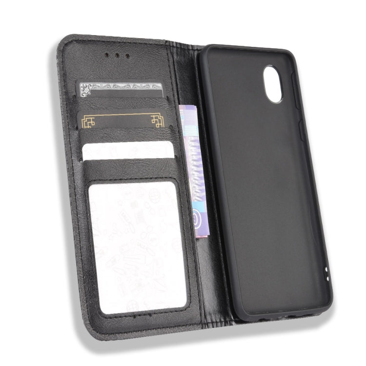 For Samsung Galaxy A01 Core / M01 Core Magnetic Buckle Retro Crazy Horse Texture Horizontal Flip Leather Case with Holder & Card Slots & Photo Frame