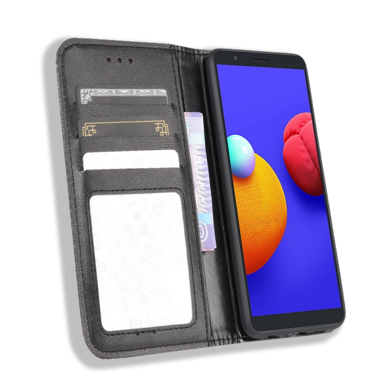 For Samsung Galaxy A01 Core / M01 Core Magnetic Buckle Retro Crazy Horse Texture Horizontal Flip Leather Case with Holder & Card Slots & Photo Frame