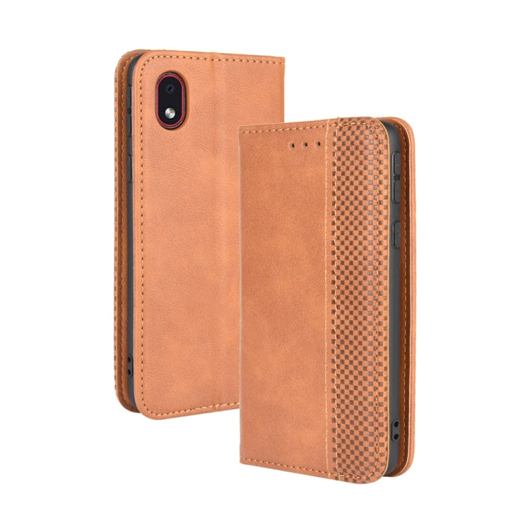 For Samsung Galaxy A01 Core / M01 Core Magnetic Buckle Retro Crazy Horse Texture Horizontal Flip Leather Case with Holder & Card Slots & Photo Frame