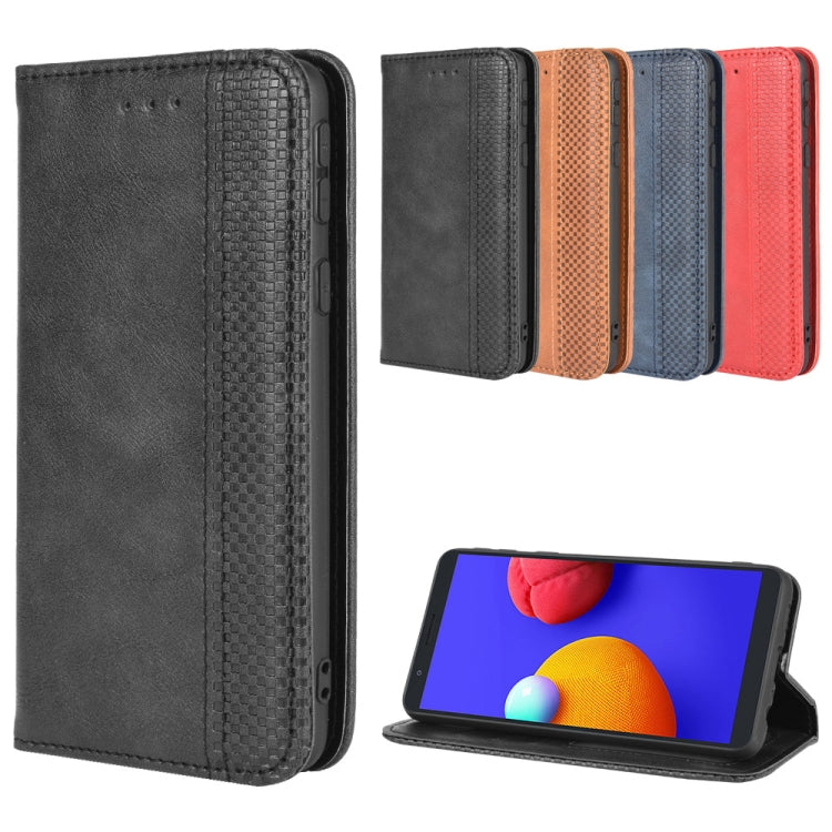 For Samsung Galaxy A01 Core / M01 Core Magnetic Buckle Retro Crazy Horse Texture Horizontal Flip Leather Case with Holder & Card Slots & Photo Frame