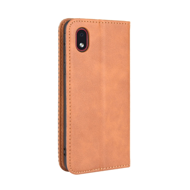 For Samsung Galaxy A01 Core / M01 Core Magnetic Buckle Retro Crazy Horse Texture Horizontal Flip Leather Case with Holder & Card Slots & Photo Frame