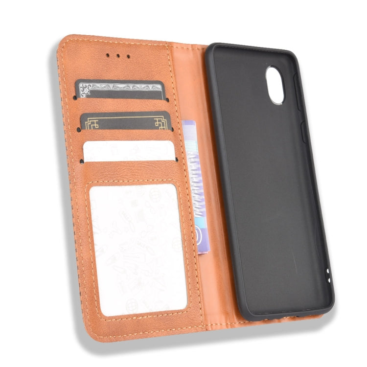 For Samsung Galaxy A01 Core / M01 Core Magnetic Buckle Retro Crazy Horse Texture Horizontal Flip Leather Case with Holder & Card Slots & Photo Frame