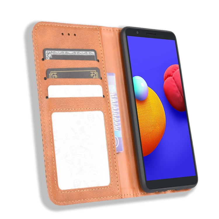 For Samsung Galaxy A01 Core / M01 Core Magnetic Buckle Retro Crazy Horse Texture Horizontal Flip Leather Case with Holder & Card Slots & Photo Frame