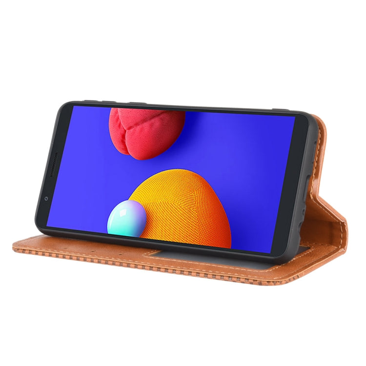 For Samsung Galaxy A01 Core / M01 Core Magnetic Buckle Retro Crazy Horse Texture Horizontal Flip Leather Case with Holder & Card Slots & Photo Frame