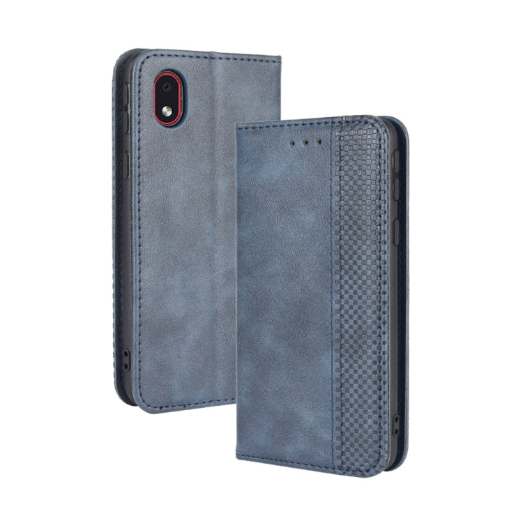 For Samsung Galaxy A01 Core / M01 Core Magnetic Buckle Retro Crazy Horse Texture Horizontal Flip Leather Case with Holder & Card Slots & Photo Frame