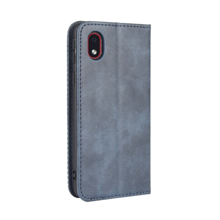 For Samsung Galaxy A01 Core / M01 Core Magnetic Buckle Retro Crazy Horse Texture Horizontal Flip Leather Case with Holder & Card Slots & Photo Frame