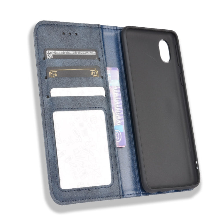 For Samsung Galaxy A01 Core / M01 Core Magnetic Buckle Retro Crazy Horse Texture Horizontal Flip Leather Case with Holder & Card Slots & Photo Frame