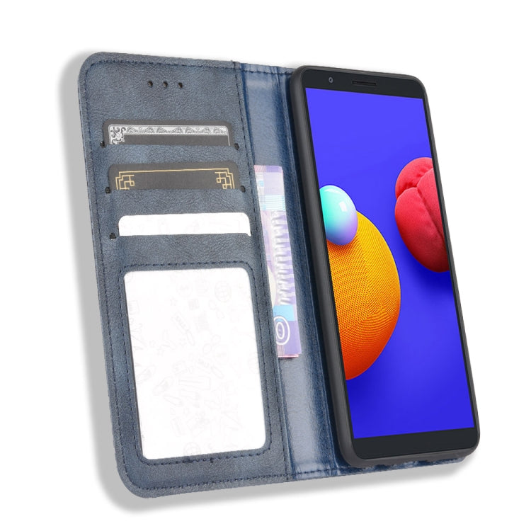 For Samsung Galaxy A01 Core / M01 Core Magnetic Buckle Retro Crazy Horse Texture Horizontal Flip Leather Case with Holder & Card Slots & Photo Frame