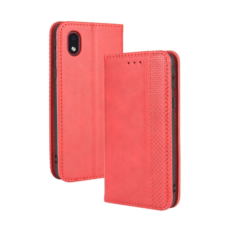 For Samsung Galaxy A01 Core / M01 Core Magnetic Buckle Retro Crazy Horse Texture Horizontal Flip Leather Case with Holder & Card Slots & Photo Frame