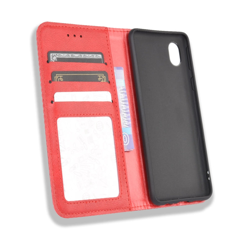 For Samsung Galaxy A01 Core / M01 Core Magnetic Buckle Retro Crazy Horse Texture Horizontal Flip Leather Case with Holder & Card Slots & Photo Frame