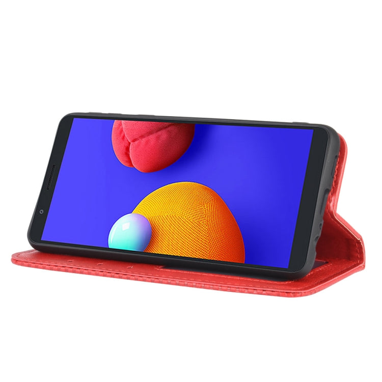 For Samsung Galaxy A01 Core / M01 Core Magnetic Buckle Retro Crazy Horse Texture Horizontal Flip Leather Case with Holder & Card Slots & Photo Frame