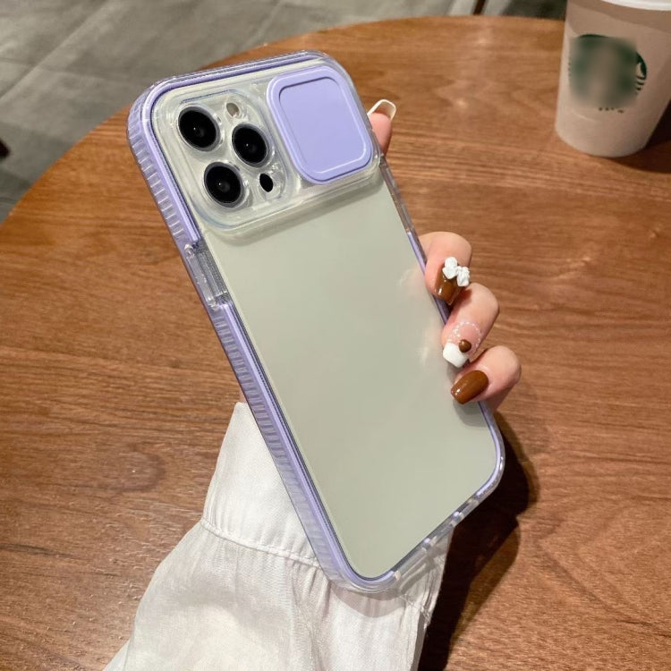 For iPhone 13 Pro Max 3 in 1 TPU + PC Transparent Phone Case with Sliding Camera Cover