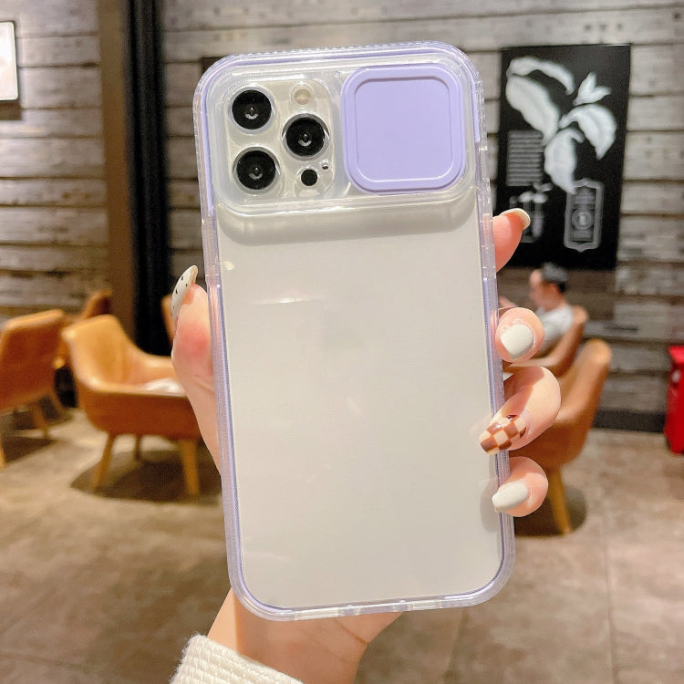 For iPhone 13 Pro Max 3 in 1 TPU + PC Transparent Phone Case with Sliding Camera Cover