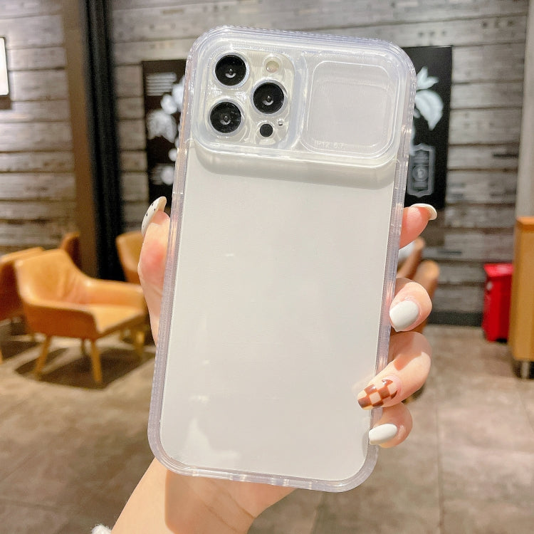 For iPhone 13 Pro Max 3 in 1 TPU + PC Transparent Phone Case with Sliding Camera Cover
