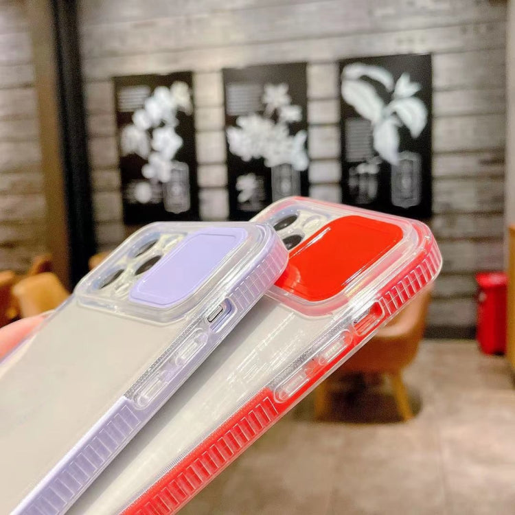 For iPhone 13 Pro Max 3 in 1 TPU + PC Transparent Phone Case with Sliding Camera Cover