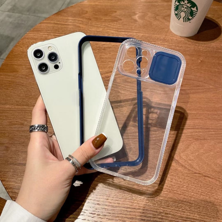 For iPhone 13 Pro Max 3 in 1 TPU + PC Transparent Phone Case with Sliding Camera Cover