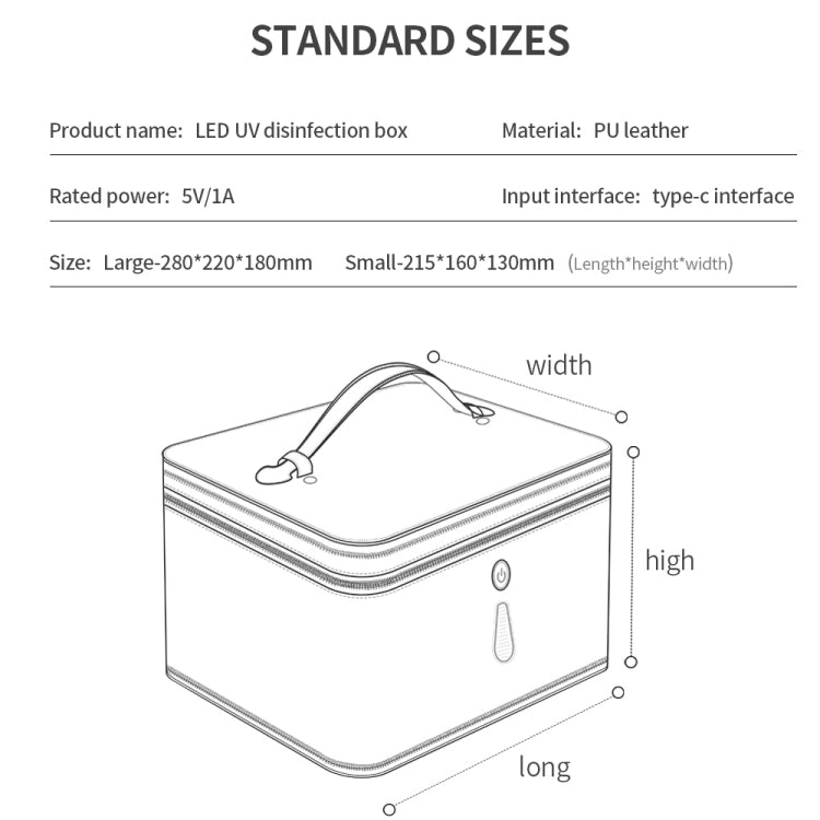 UVC Ultraviolet Sterilization Bag Portable Foldable Clothing Sterilization Box Bag, Size:Small 21.5x16x13cm