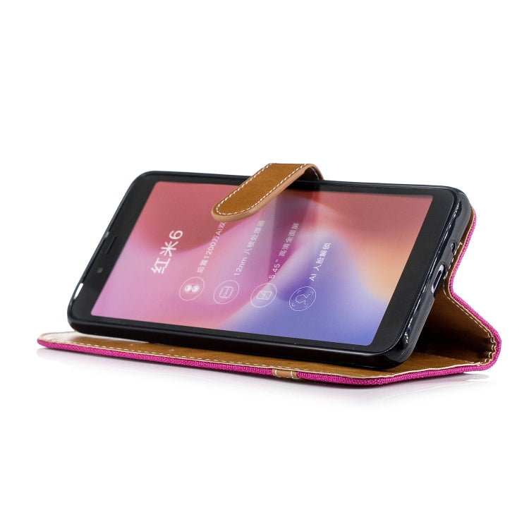 Color Matching Denim Texture Leather Case for Xiaomi Redmi 6 / 6A, with Holder & Card Slots & Wallet & Lanyard