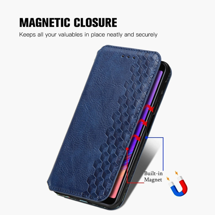 For Samsung Galaxy A7 (2018) Cubic Grid Pressed Horizontal Flip Magnetic Leather Case with Holder & Card Slots & Wallet