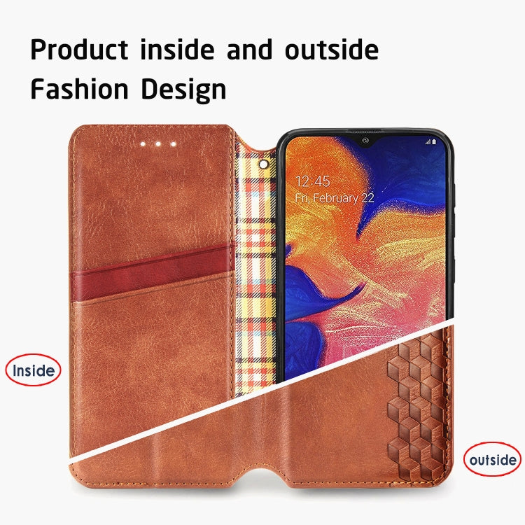 For Samsung Galaxy A10 Cubic Grid Pressed Horizontal Flip Magnetic Leather Case with Holder & Card Slots & Wallet