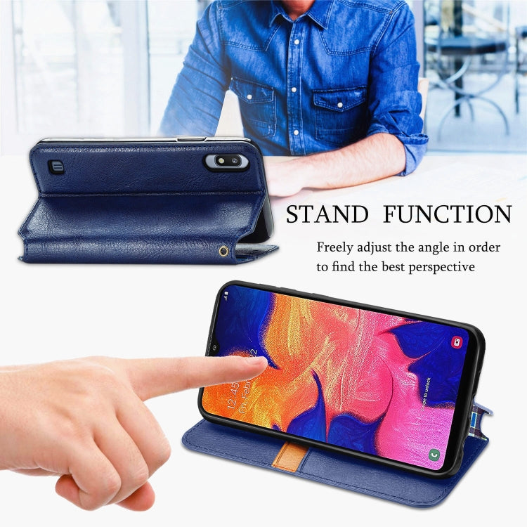 For Samsung Galaxy A10 Cubic Grid Pressed Horizontal Flip Magnetic Leather Case with Holder & Card Slots & Wallet