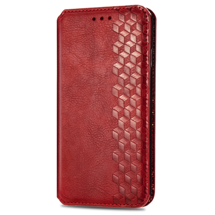 For Samsung Galaxy A21 (US Version) Cubic Grid Pressed Horizontal Flip Magnetic Leather Case with Holder & Card Slots & Wallet