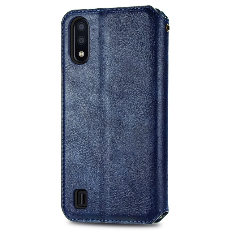 For Samsung Galaxy M01 Cubic Grid Pressed Horizontal Flip Magnetic Leather Case with Holder & Card Slots & Wallet