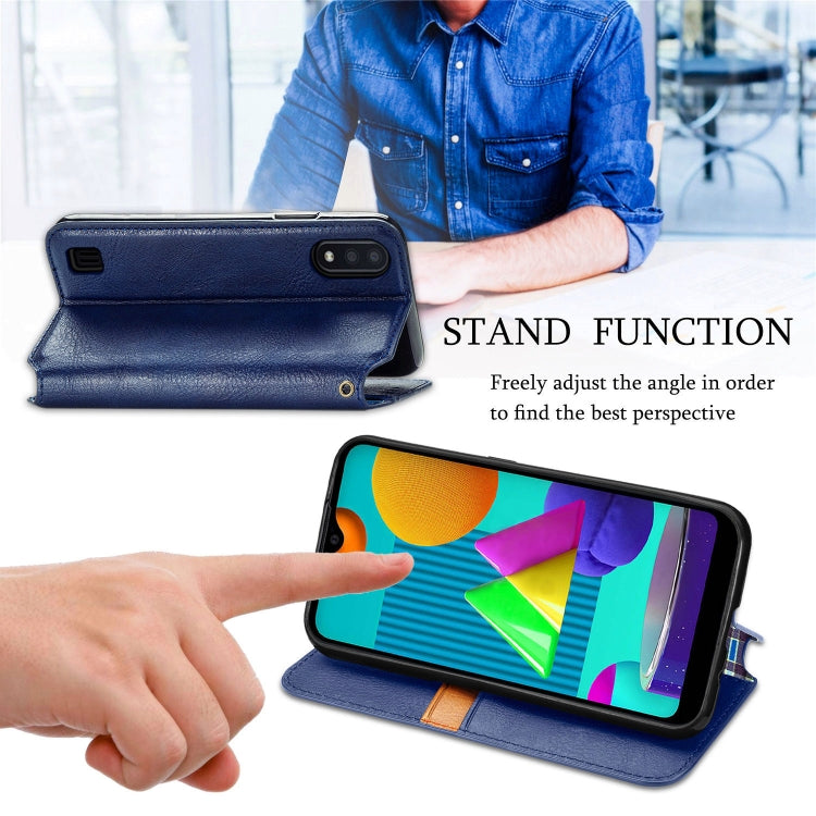 For Samsung Galaxy M01 Cubic Grid Pressed Horizontal Flip Magnetic Leather Case with Holder & Card Slots & Wallet