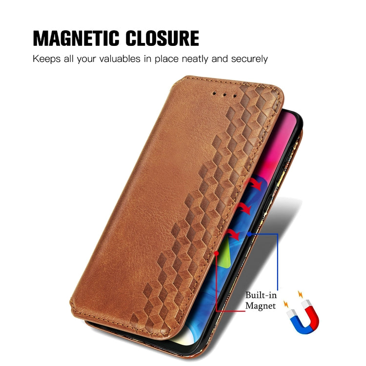 For Samsung Galaxy M10 Cubic Grid Pressed Horizontal Flip Magnetic Leather Case with Holder & Card Slots & Wallet