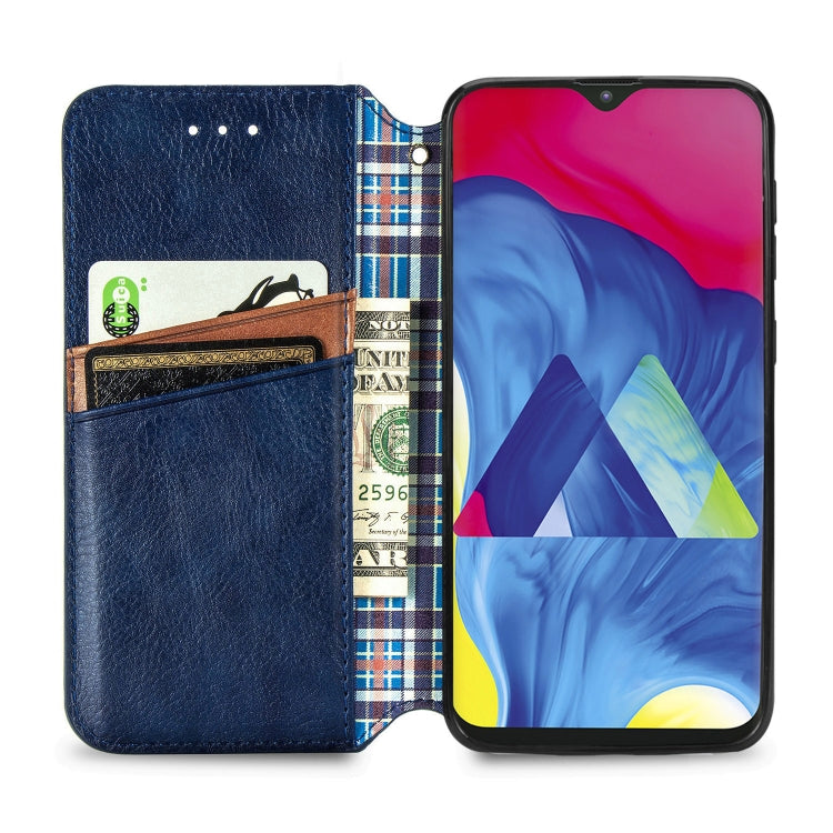For Samsung Galaxy M10 Cubic Grid Pressed Horizontal Flip Magnetic Leather Case with Holder & Card Slots & Wallet